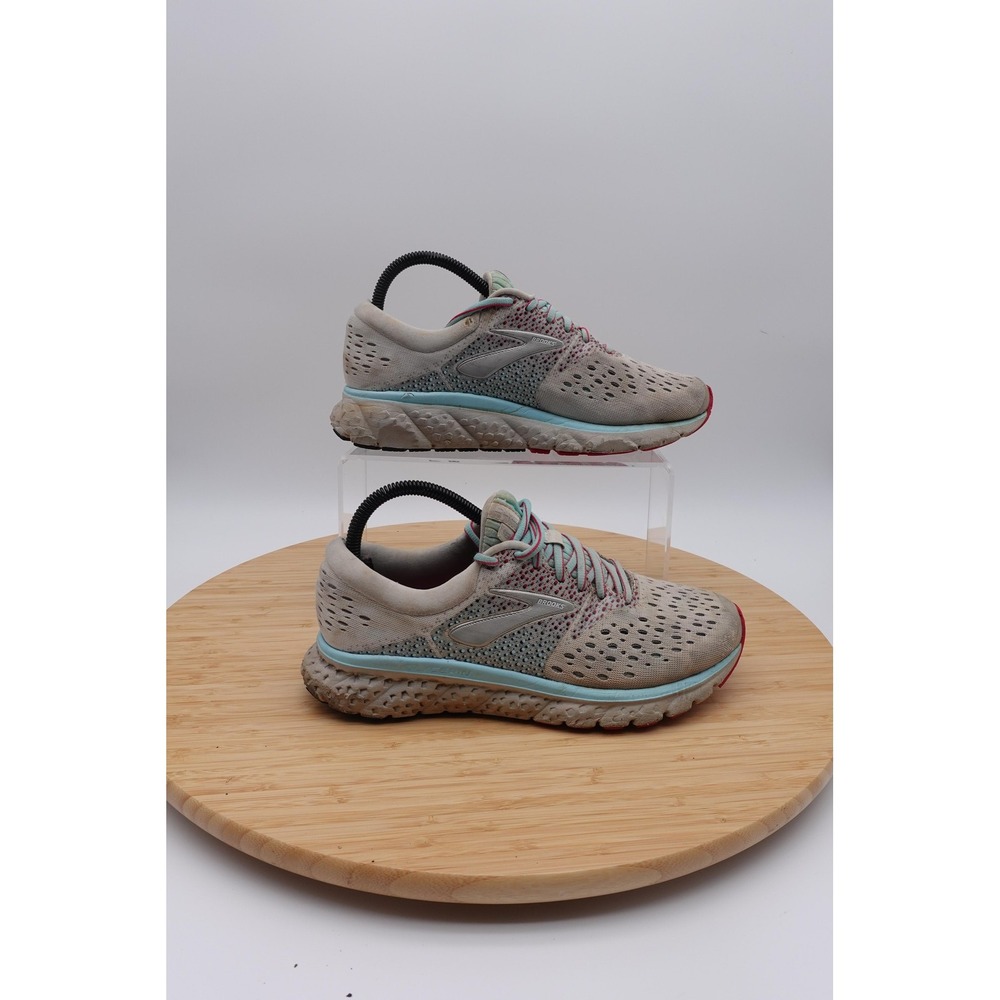 Brooks Glycerin Shoes Womens Size 8 39 Gray Aqua Mesh Cushioned Running Sneakers